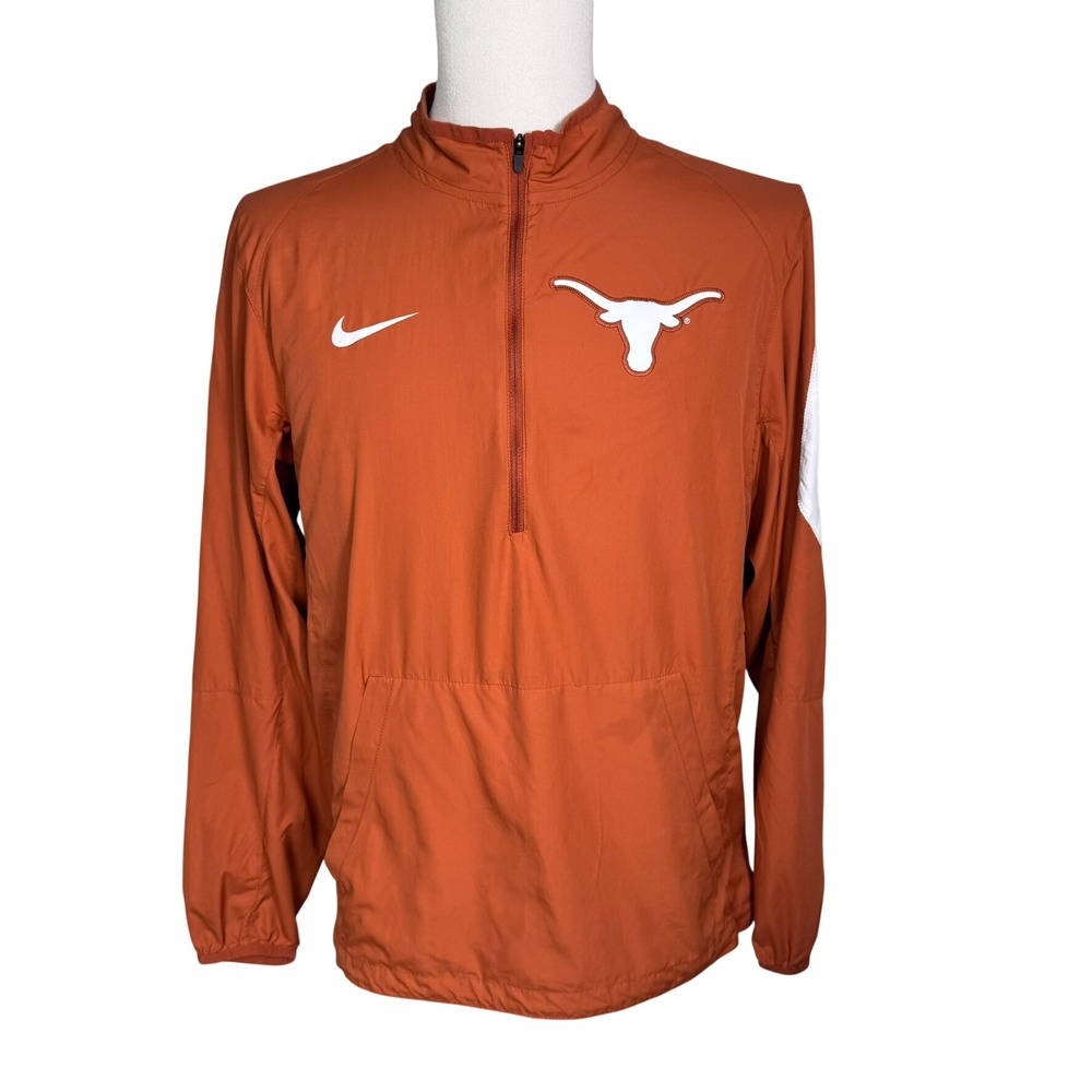NIKE Men's Medium Texas Longhorns Burnt Orange Quarter Zip Windbreaker Jacket